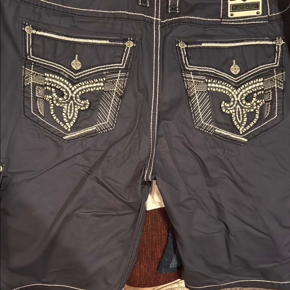 Rock Revival Black Jean Shorts with Ornate Stitching
